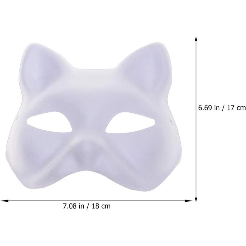 Cat Mask, 3count Therian Masks White Cat Masks Blank DIY Halloween Mask Animal Half Facemasks Masquerade Cosplay Party