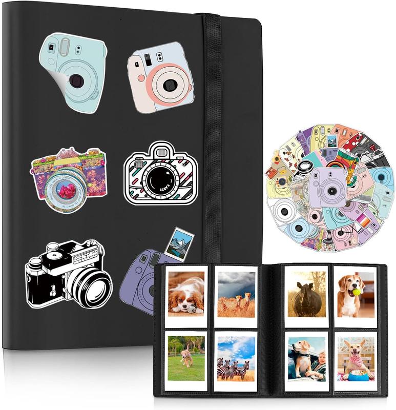 160 Pockets Photo Album with Colorful Stickers for Fujifilm Instax Mini LiPlay EVO Polaroid Snap SnapTouch PIC-300 Z2300 Mint Zip Instant Camera Printer (Black)