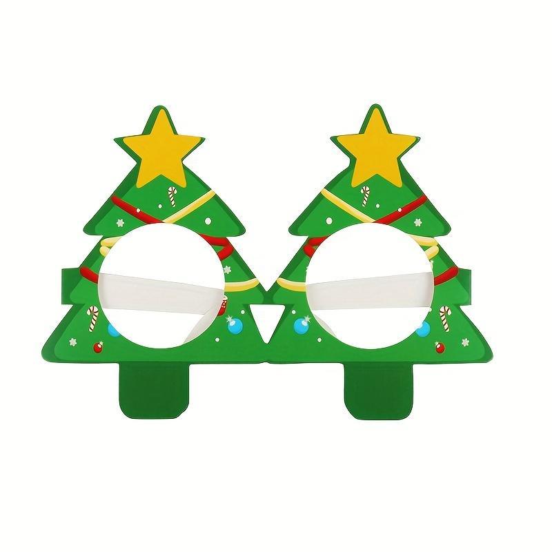 Christmas Themed Paper Glasses, 9 Pairs Cute Santa Claus & Reindeer & Christmas Tree Design Glasses, Party Decoration Supplies for Home & Outdoor