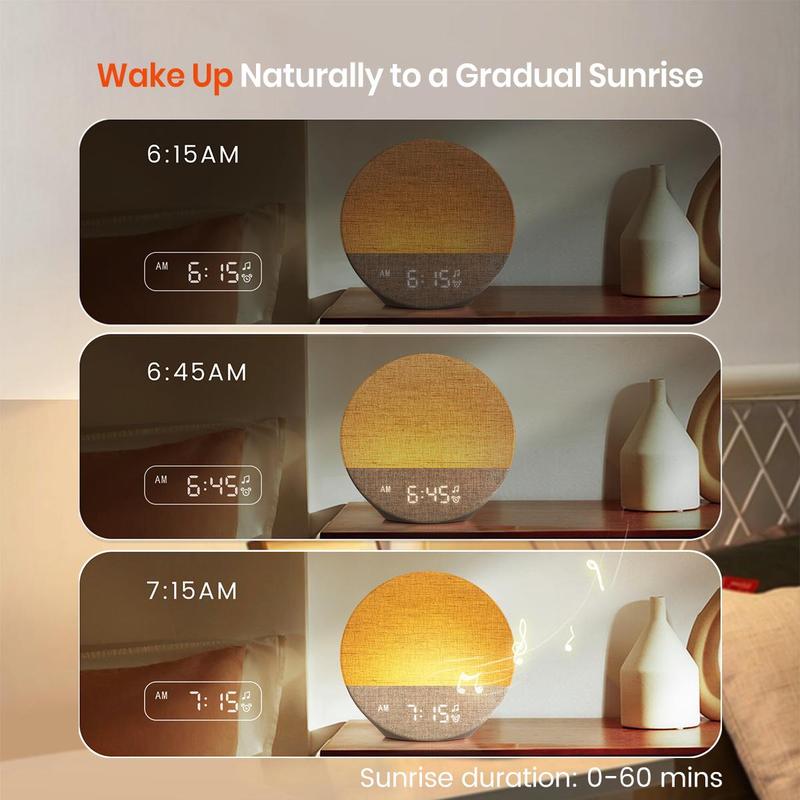 Sunrise Alarm Clock and Sound Machine Nightlight, Christmas Gift, Digital Dimmable Clock for Bedroom, 26 Sleep Sounds, White Noise Machine for Adults, Wake Up Light Alarm Clock Decor christmas 2024 ornament