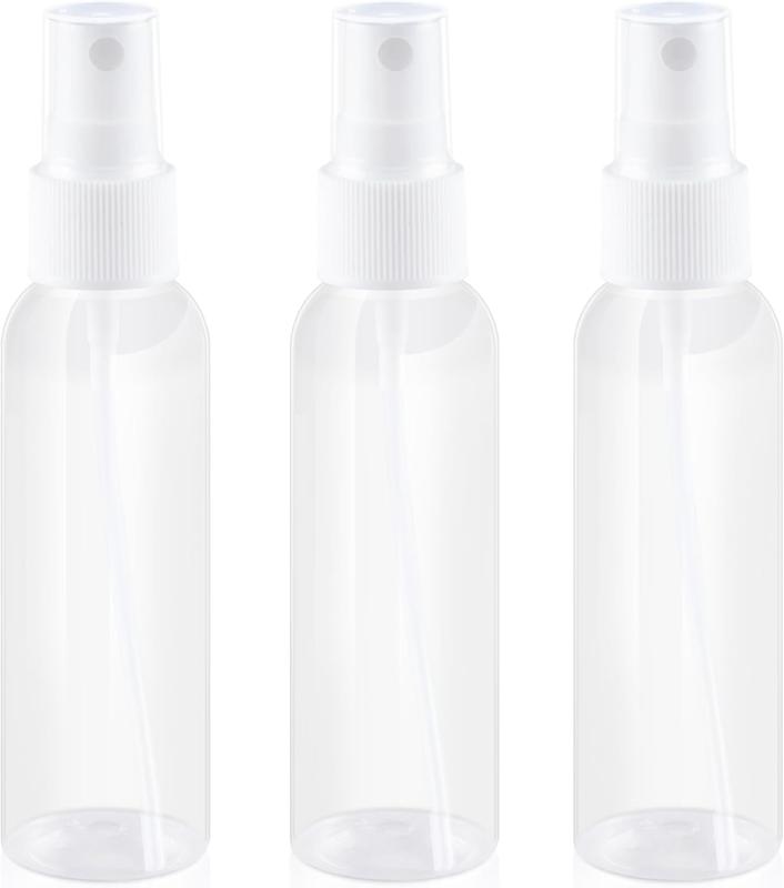 2OZ 3Pack Small Spray Bottle 60ml, Clear Plastic Mini Spray Bottle, Empty Travel Spray Bottle for Face, Toner, Liquids, Essential Oils, with Labels Lightweight Set