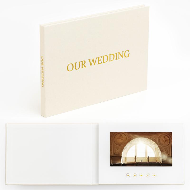 The Motion Books | Video Book that plays your wedding video | Wedding Video Book, Wedding Video Album | 4GB Memory, IPS Display, Linen Bound and Rechargeable Battery