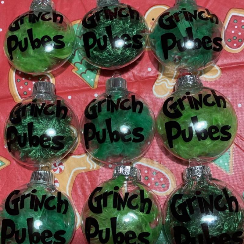 Grinch Pubes Christmas Ornament Shatterproof