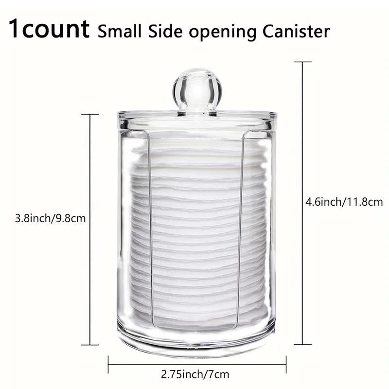 Clear Makeup Cotton Jar with Lid, 1 2 Counts Round Pads Swab Makeup Cotton Storage Canister, Desktop Storage Box for Bathroom Home Hotel Office Dormitory, 2024 Storage Organizer