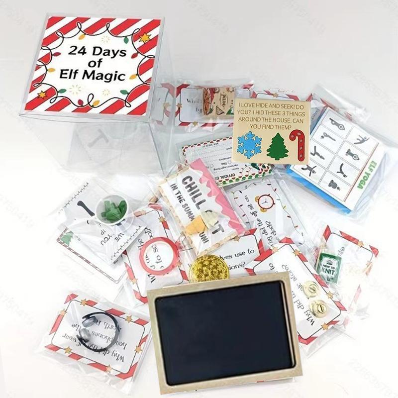 Christmas 24 Days Of Elf Magic Kit, 1  Christmas Set Fun Elf Activities Props and Countdown Xmas Gift and Party Favor, Party Supplies for Home Party