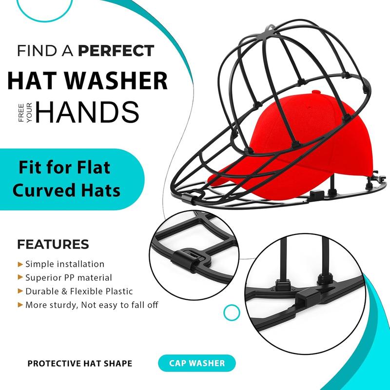 2 Pack Hat Washer for Washing Machine, Hat Cage Rack Frame Laundry Tool Accessories Cleaning Plastic, Outdoor Sports Accessories Accessory