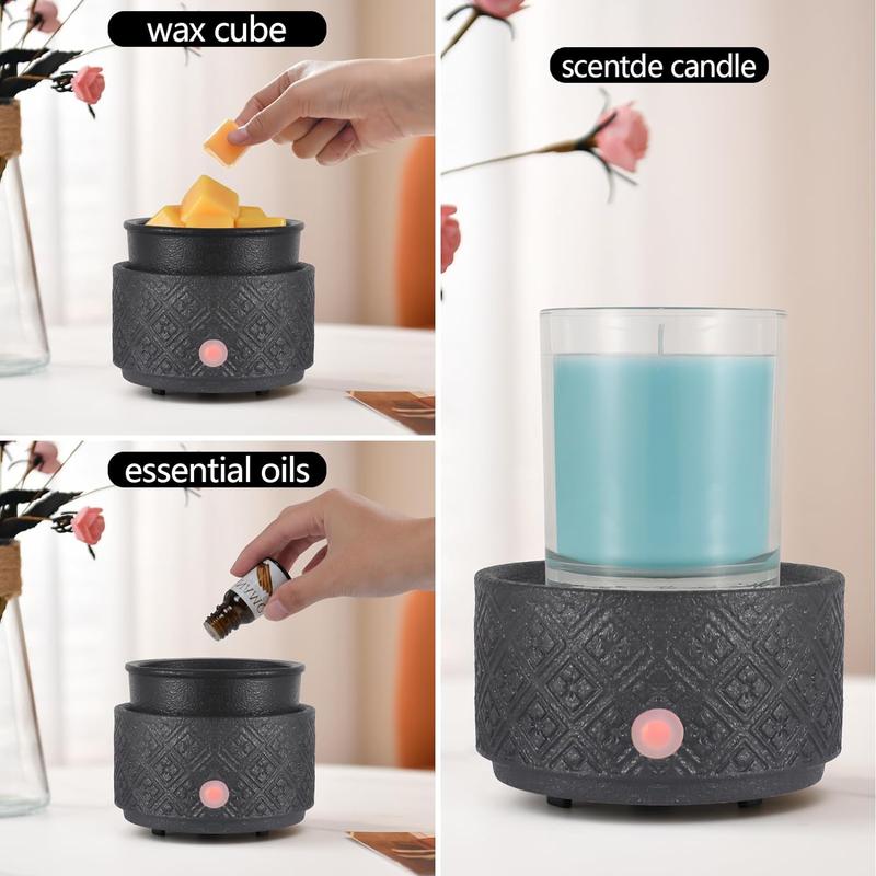 Wax Melt Warmer for Scented Wax,3-in-1Ceramic Wax Warmer Fragrances Candle Oils, Home Fragrance Wax Burner,Electric Candle Warmer as Gift for Mom Women(Black)