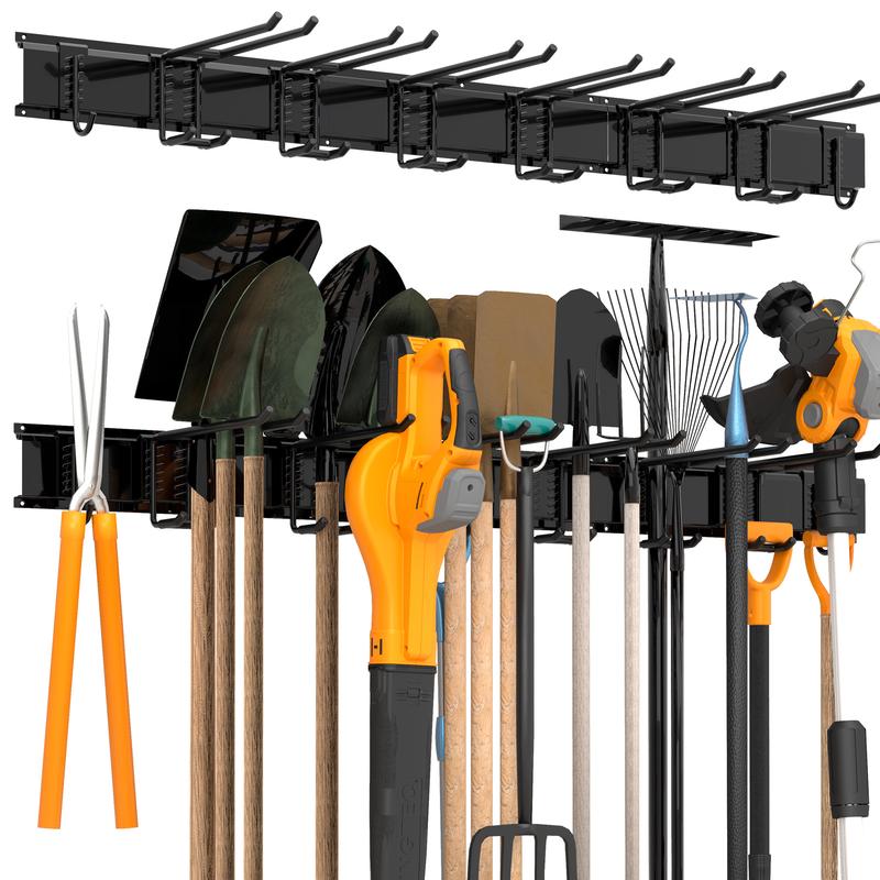 Sttoraboks Garden Tool Organizer, Yard Tool Rack for Garage Organization and Storage, Heavy Duty Steel Tool Holder, Garden Tool Stand for Shed, Basement, Outdoor