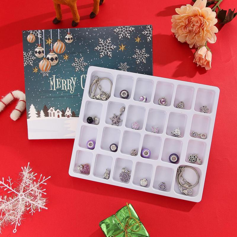 Christmas Themed Blind Box with 24-day Countdown Calendar, 24pcs set Snowflake Series DIY Beaded Bracelet, Holiday Party Gift for Friends, Party Favors