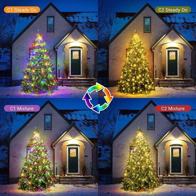 Quick Installation Christmas Tree Lights, Christmas Lights decoration, Waterproof Xmas Tree Lights with Ring for Indoor Outdoor decor Ornaments