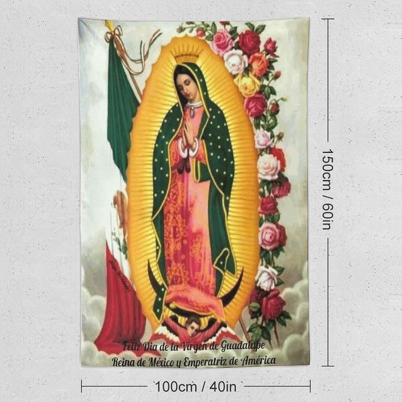 Our Lady of Guadalupe Virgin Mary Jesus Christmas Tapestry Wall Art Decor Christian Religious Tapestry Bedroom Living Room Dorm Home Decor Wall Hanging Party Gift, 40 x 60 inches