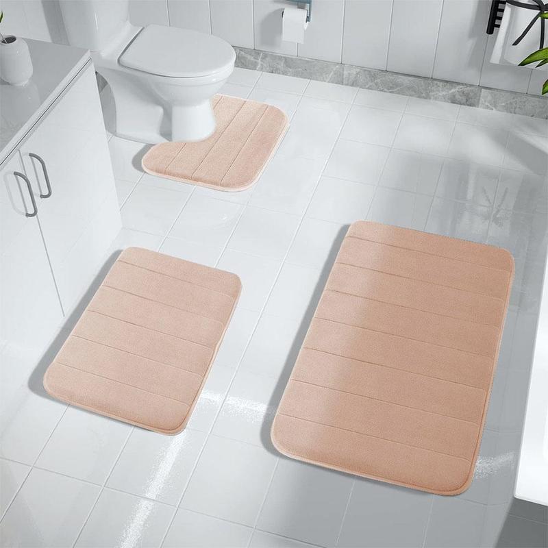 Bathroom Floor Mat (3counts set), Non-slip Water Absorbent Bathroom Decor Floor Mat, Washable Bathroom Accessories Rug, Home Decor Floor Mat, Summer Gift Ideas