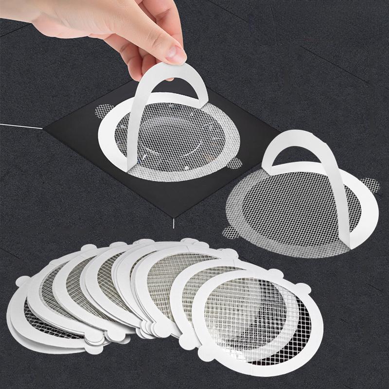 Disposable Shower Drain Hair Catcher Cover, 20pcs Bathroom Sewer Sink Drain Hair Strainer Stopper, Bathtubs Mesh Filter Sticker