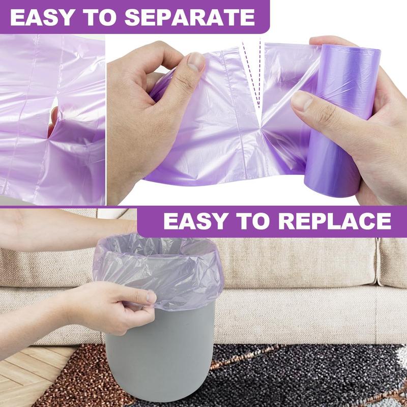 Small Trash Bags, 105 Count 4 Gallon Trash Bag Small Garbage Bags Unscented Bathroom Mini Trash Bags, Wastebasket Bin Liners, Small Plastic Bags for Home Office Kitchen, Purple