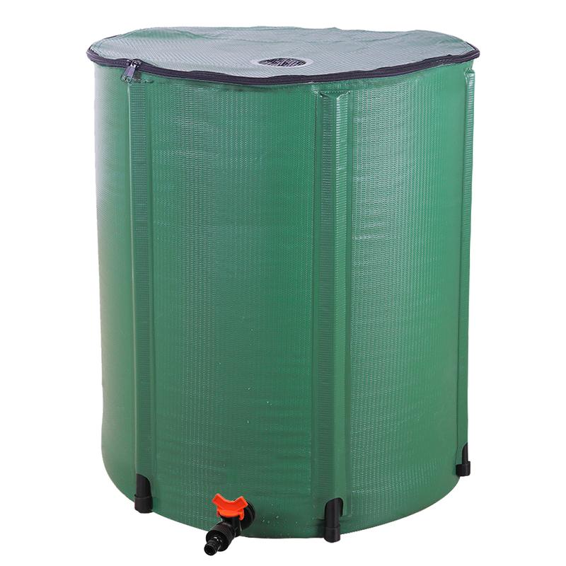 50gal PVC Rain Bucket with Scale 500D PVC Mesh Cloth Spigot Screen Top Lightweight Rain Barrel Water Tank Water Conservation Solution 190L Capacity Green