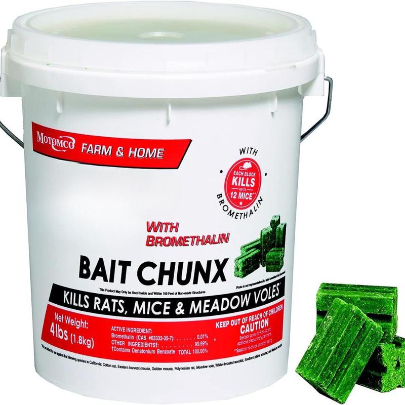 with Bromethalin Bait Chunx Pail, Rat and Mice Control for Agricultural Use and Professional Applicators, 4 lbs.