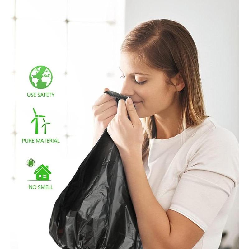 2 Gallon 100 Counts Small Strong Black Trash Bags Garbage Bags by ,Small Waste Basket Liner, Bathroom Trash Can Bin Liners, Plastic Bags for home office kitchen,Black