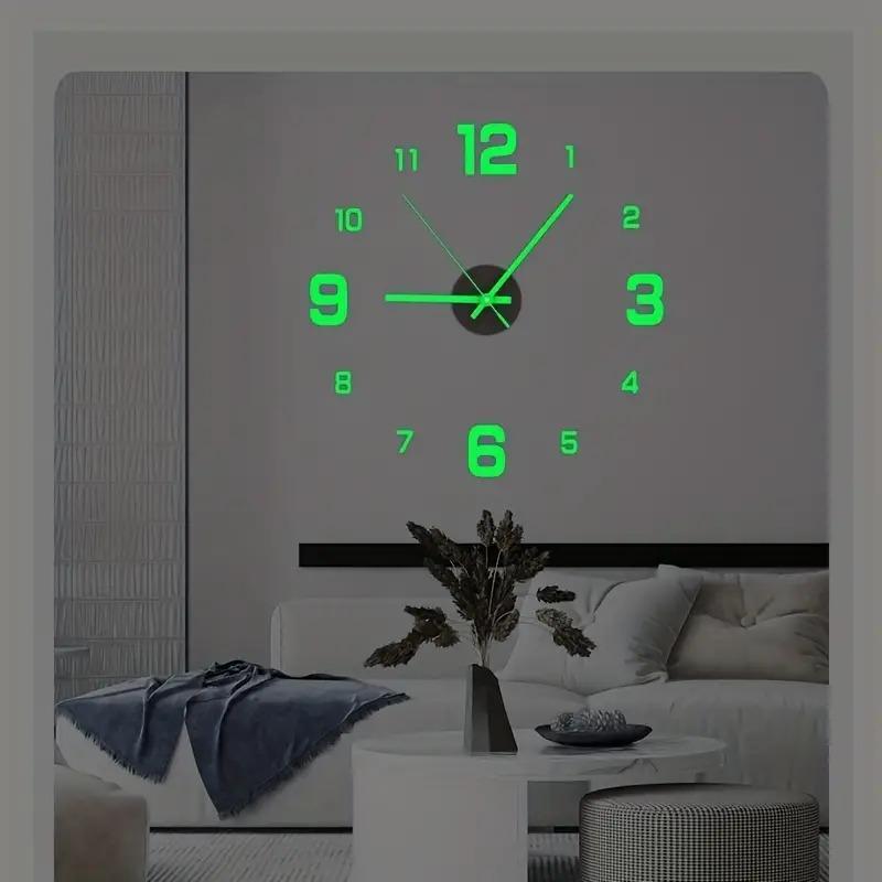 3D Frameless DIY Wall Clock, 1 Count Modern Design Luminous Wall Clock, Wall Decor for Home Living Room Bedroom Office, Batteries Not Included)