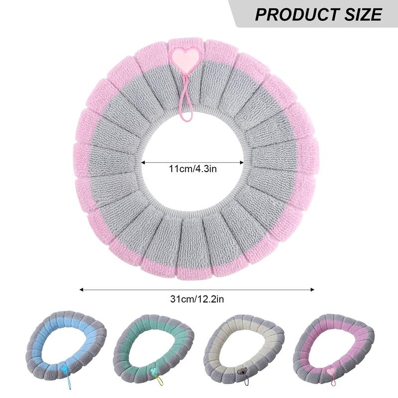 4 Pieces Toilet Cover Toilet Seat Cover Pads with Handle Toilet Lid Cover Cushion Thicker Bathroom Soft Toilet Seat Cover Soft Thicker Stretchable Washable Fits All Oval Toilet Seats