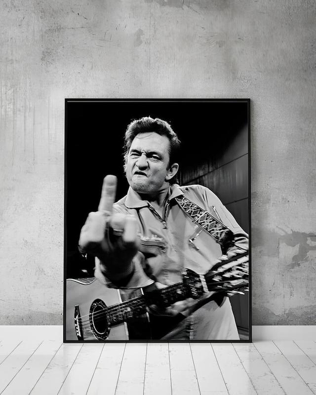 Johnny Cash Poster, Concert Poster, Black and White Decor Glossy Gifts Decoration