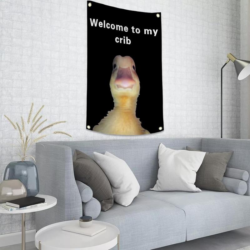 Welcome to My Crib Letter & Duck PatternTapestry,  The Ultimate Humor-Infused Wall Art!  Liven Up Your Living Room, Bedroom, or Yard with This Summer's Must-Have Decor. Perfect for Seasonal Gifting!  Home Decor, Summer Gift Lightweight Decoration