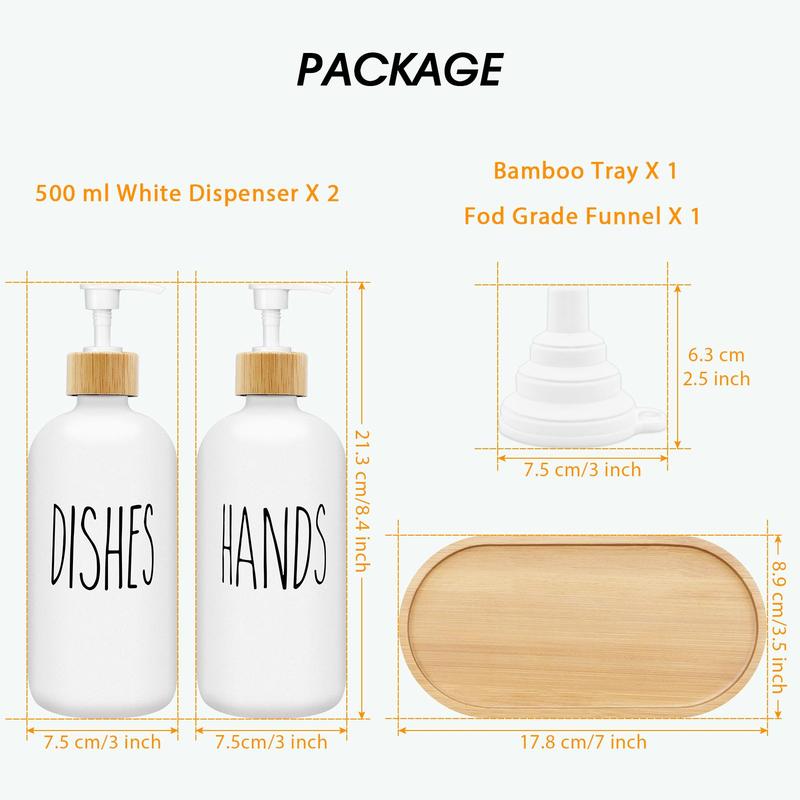 Soap Dispenser Bottle with Wooden Tray, 2 Counts set Multicolor 500ml Hand Soap Dispenser Bottle, Bathroom Supplies for Home Kitchen Hotel Dormitory Office