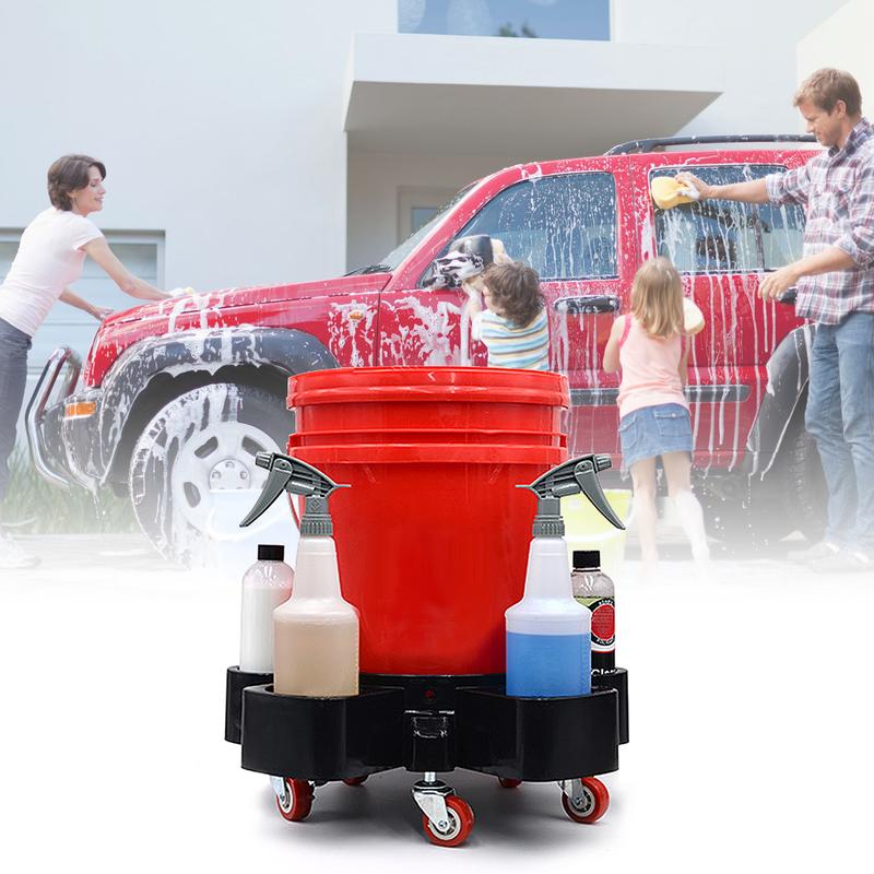 Bucket Dolly 5 Gallon Rolling Bucket Dolly with 5 Rolling Swivel Casters, Heavy Duty Rolling Dolly for Car Wash with Glove  Sand Barrier Net for Car Washing, Detailing, Garage