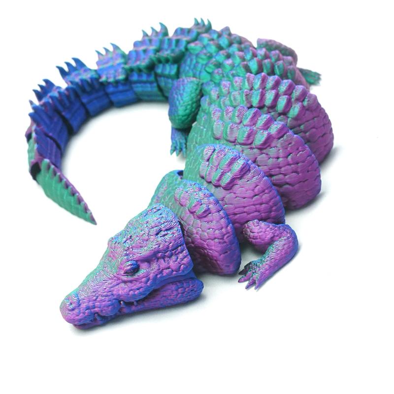 3D Printed Crocodile Design Figurine, Creative Animal Figurine, Desktop Decoration Craft for Home Office Bedroom Living Room