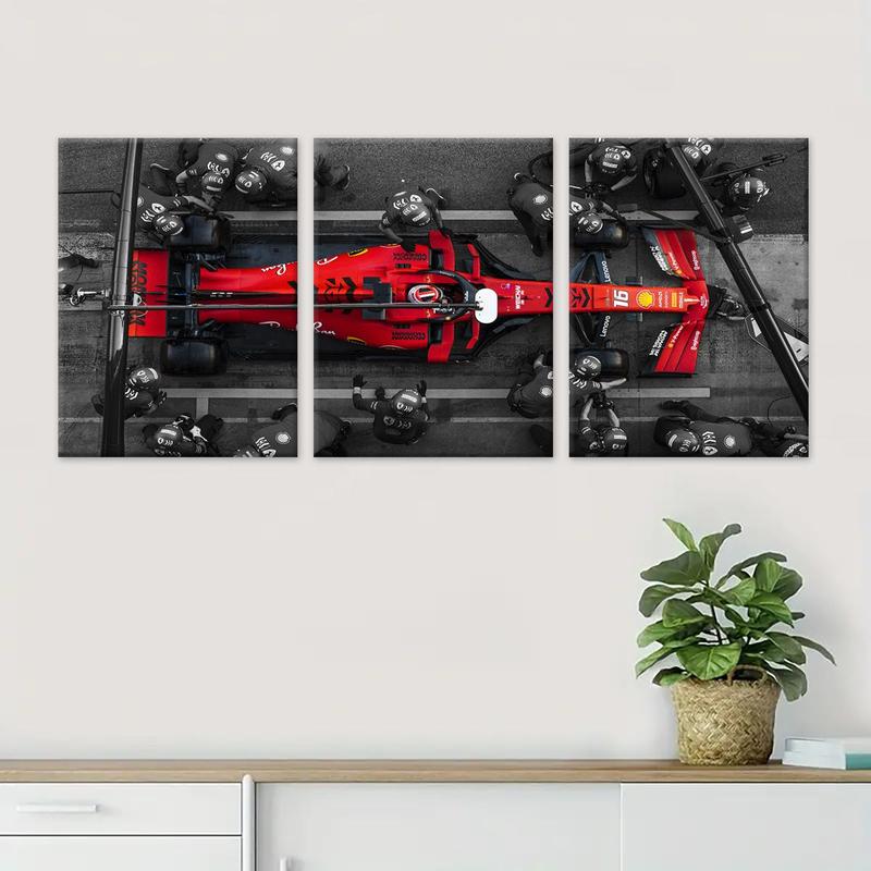 Formula Car Pattern Canvas Painting with Wooden Frame, 3 Counts set Modern Art Wall Decor, Canvas Art Car Posters, Wall Art for Home Living Room Bedroom Office Wall Art Painting