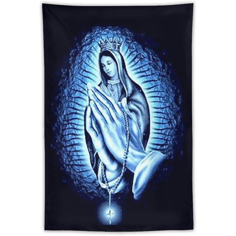 Our Lady of Guadalupe Virgin Mary Jesus Christmas Tapestry Wall Art Decor Christian Religious Tapestry Bedroom Living Room Dorm Home Decor Wall Hanging Party Gift, 40 x 60 inches