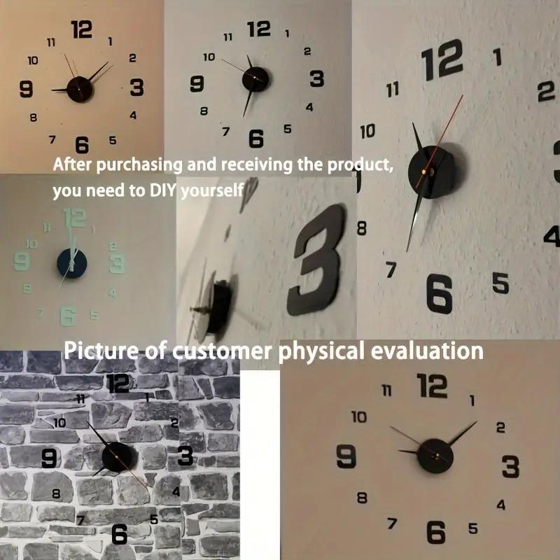 3D Frameless DIY Wall Clock, 1 Count Modern Design Luminous Wall Clock, Wall Decor for Home Living Room Bedroom Office, Batteries Not Included)