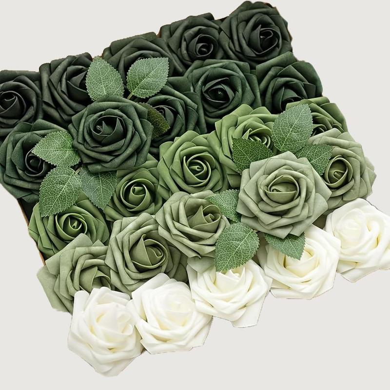 Artificial Rose (25pcs), Fake Rose with Stem, Faux Foam Flower for Home Party Wedding Decor, Decoration Supplies for Home Living Room Bedroom Dining Room