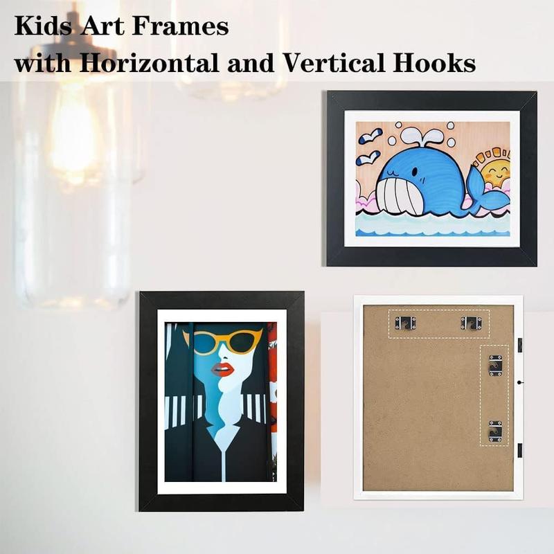 [4-Pack] Kids Artwork Frames Changeable - Magnetic Kids Art Frames Front Opening 8.5 x 11, Kids Art Frame Ideal for Portfolio, Pictures, Drawings