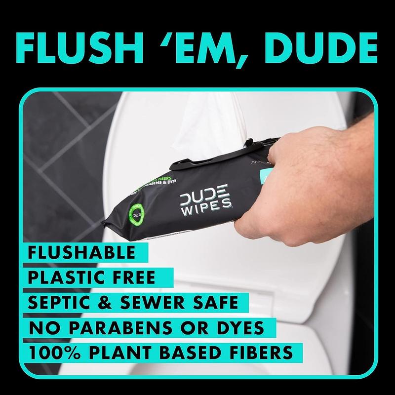 DUDE Wipes - Flushable Wipes 6 Pack, 288 Wipes - Mint Chill - Eucalyptus & Tea Tree Oil - Septic and Sewer Safe Cleans Better Than Toilet Paper