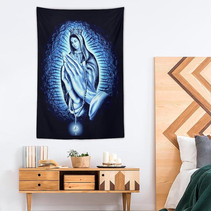 Our Lady of Guadalupe Virgin Mary Jesus Christmas Tapestry Wall Art Decor Christian Religious Tapestry Bedroom Living Room Dorm Home Decor Wall Hanging Party Gift, 40 x 60 inches