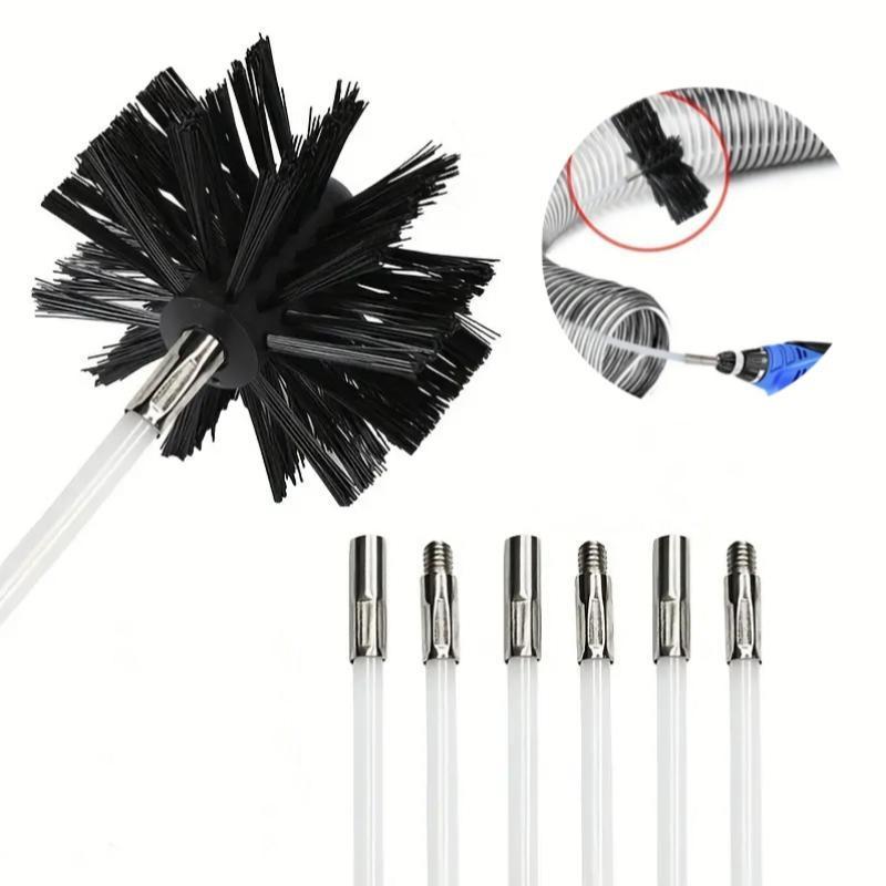 Dryer Vent Cleaning Kit, 7 Counts set Including 6 Counts Rod & 1 Count Brush Head, Cleaning Tool for Dryer Vent, Kitchen Cleaning Tool