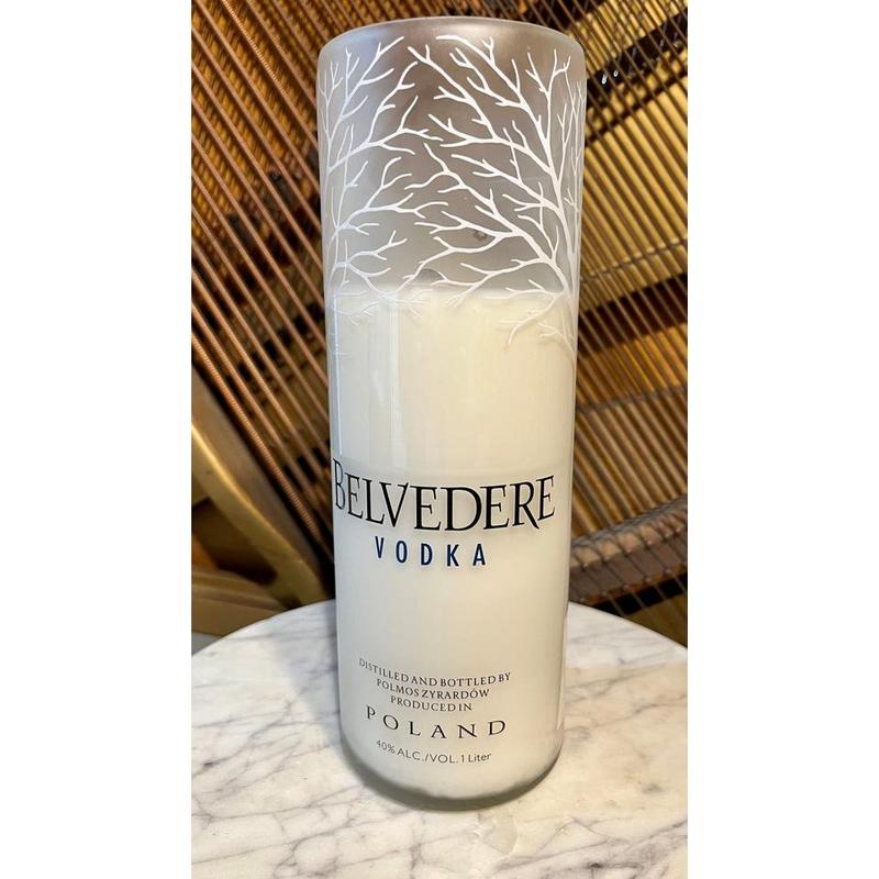 Upcycled Belvedere Vodka Bottle Candle