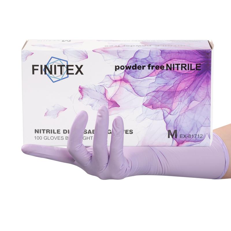 FINITEX 5 Mil Wrist Extension Disposable Nitrile Gloves Purple - 100 Pack Latex Free Powder Free 12 Inch Cleaning Medical Exam Food Gloves, Nail Art and Hair Coloring, Cleaning, Household, Personal Care Products, Fashion, Pet Care Rubber Hand