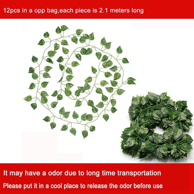 Artificial Leaf Garland, 12pcs Simulated Decorative Fake Hanging Vine Wreath, Decoration Supplies for Home Living Room, Room Decor, Gift for Summer, Bedroom Decor