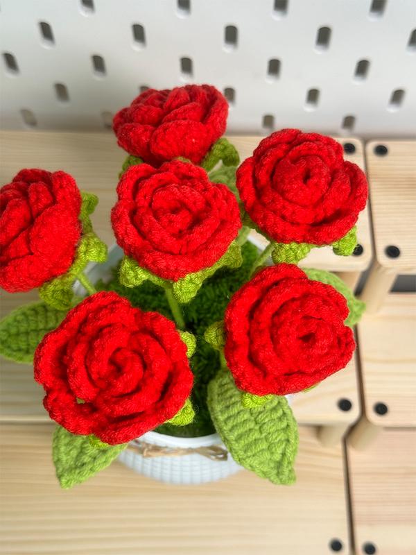 Handmade Crocheted Roses for Home Decoration - Multicolored Plants Decorative Flowers - Gift for Family or Friends