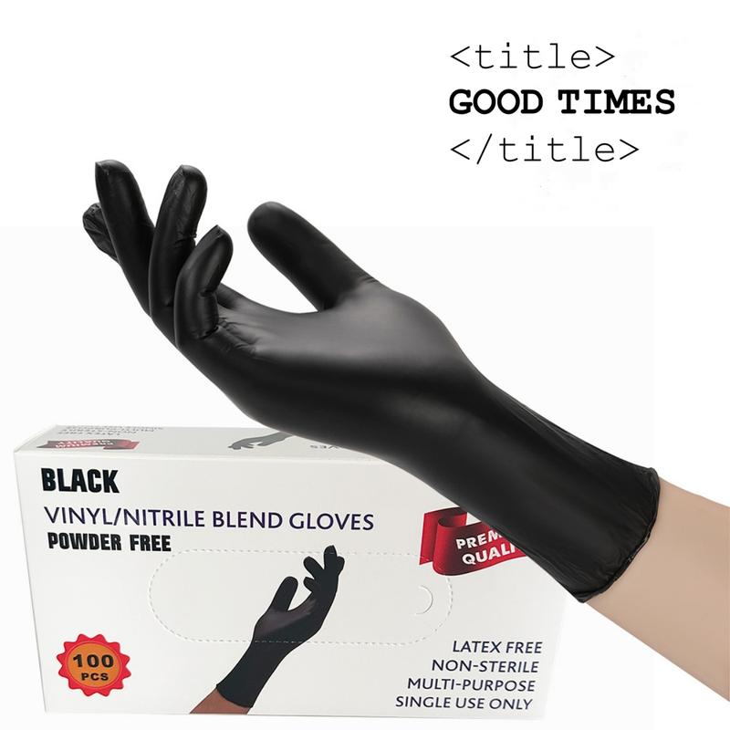 Synmax Vinyl Black Gloves - 4mil-100 count, Gloves Disposable Latex Free Latex-Free & Powder-Free Cleaning Food Gloves Hand Household Smooth