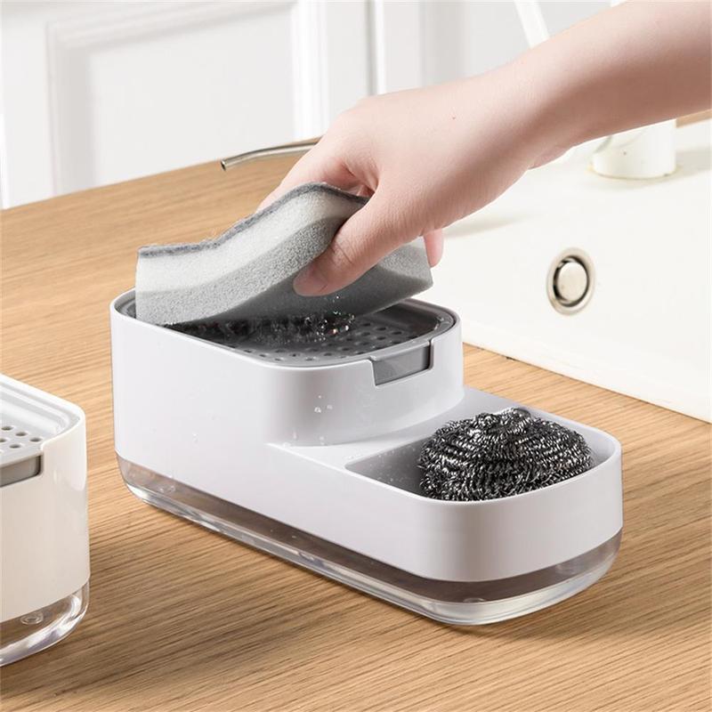 Kitchen 2 in 1 Soap Dispenser, Multifunctional Tabletop Sponge Holder, Kitchen Sink Soap Dispenser