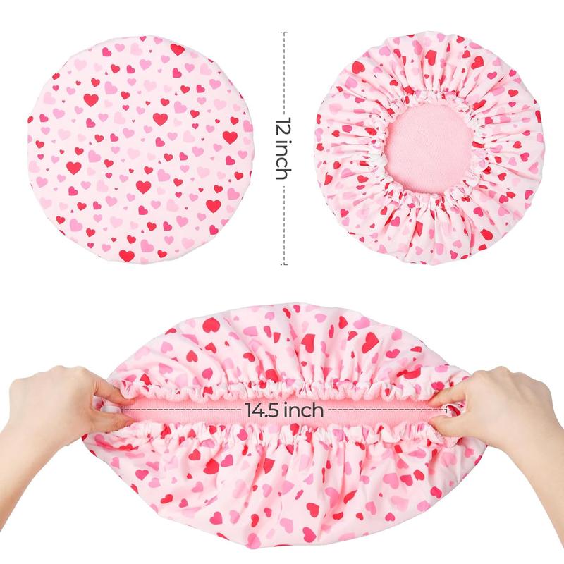 Terry Lined Bath Cap Large Reusable Waterproof Elastic Band Pink Shower Caps for Long Thick Hair ,2024 Housewarming gift