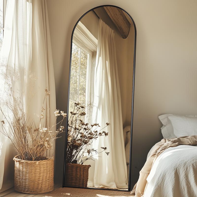 Full Length Mirror, Oversized Floor Mirror, Arched Full Body Mirror with Stand Large Floor Standing Mirror, Hanging Mounted Mirror for Bedroom, Living Room Cloakroom