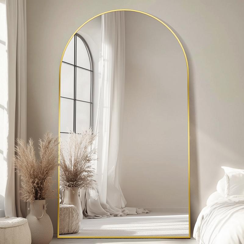 Full Length Mirror, Oversized Floor Mirror, Arched Full Body Mirror with Stand Large Floor Standing Mirror, Hanging Mounted Mirror for Bedroom, Living Room Cloakroom