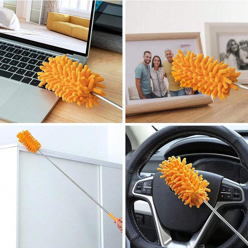 Microfiber Duster for Cleaning, 1 Count Hand Washable Duster with Replaceable Microfiber Head, Detachable Cleaning Brush Tool for Office, Car, Window, Furniture