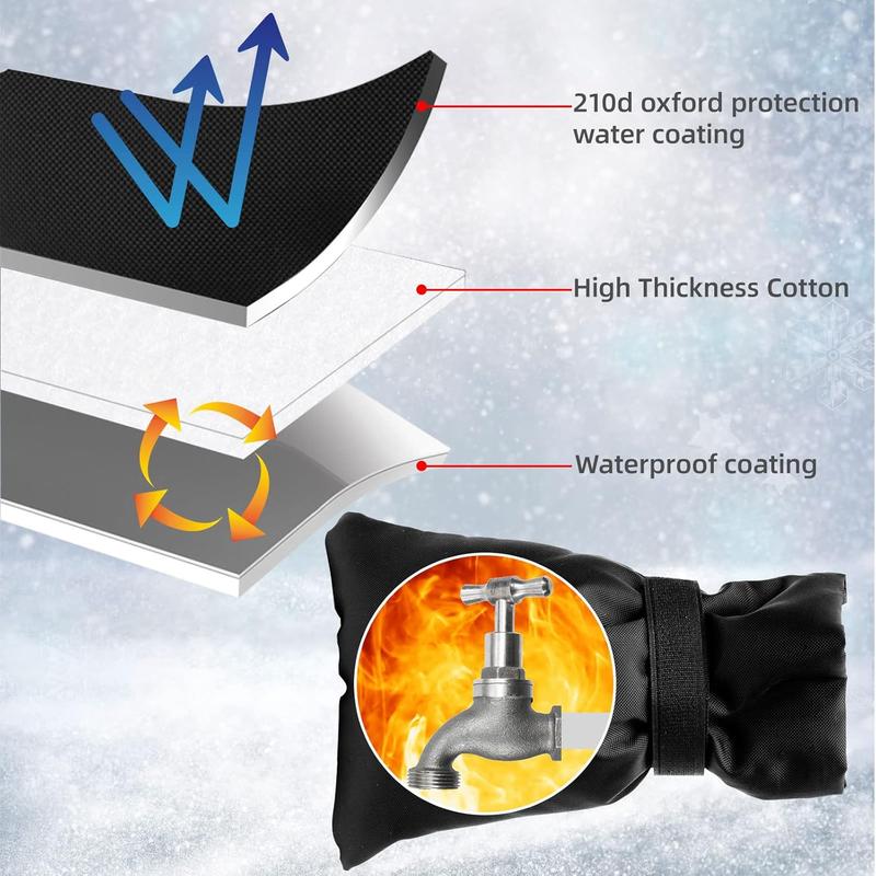 Outdoor Faucet Covers for Winter - Upgrade Thicker Velcro Wall Water Spigot Cover Anti-Freeze, Garden Faucet Socks Sprinkler Valve Insulation Wrap, Hose Bib Protector Spout Insulated Tap Pouch (Black)