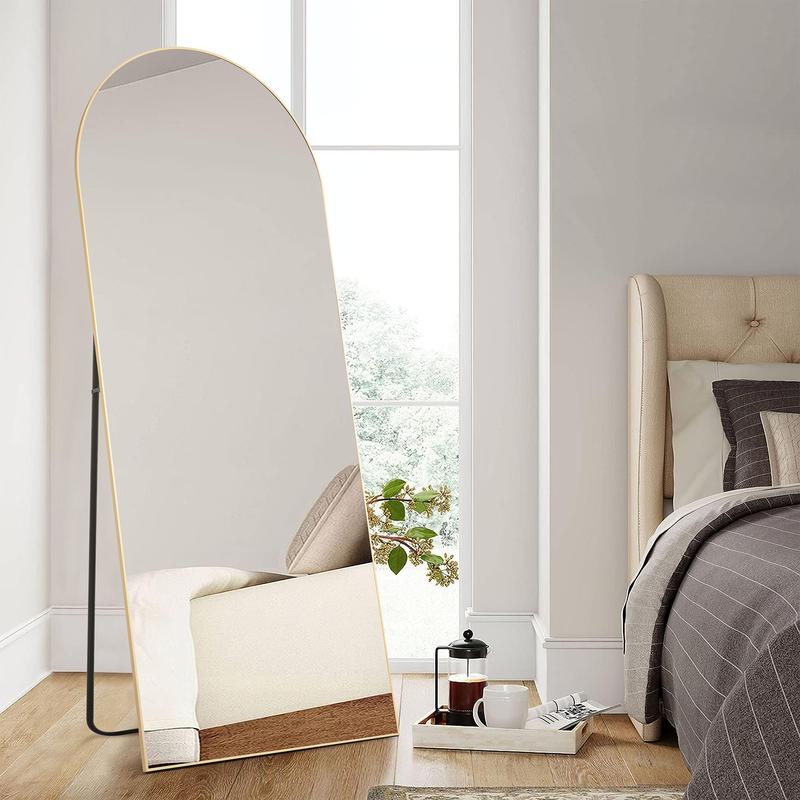 SweetcrispyFun Full Length Mirror, Floor Standing Mirror Full Body Mirror with Stand, Wall Mirror Full Length Aluminum Alloy Thin Frame Hanging or Leaning for Living Room Bedroom Cloakroom Decor