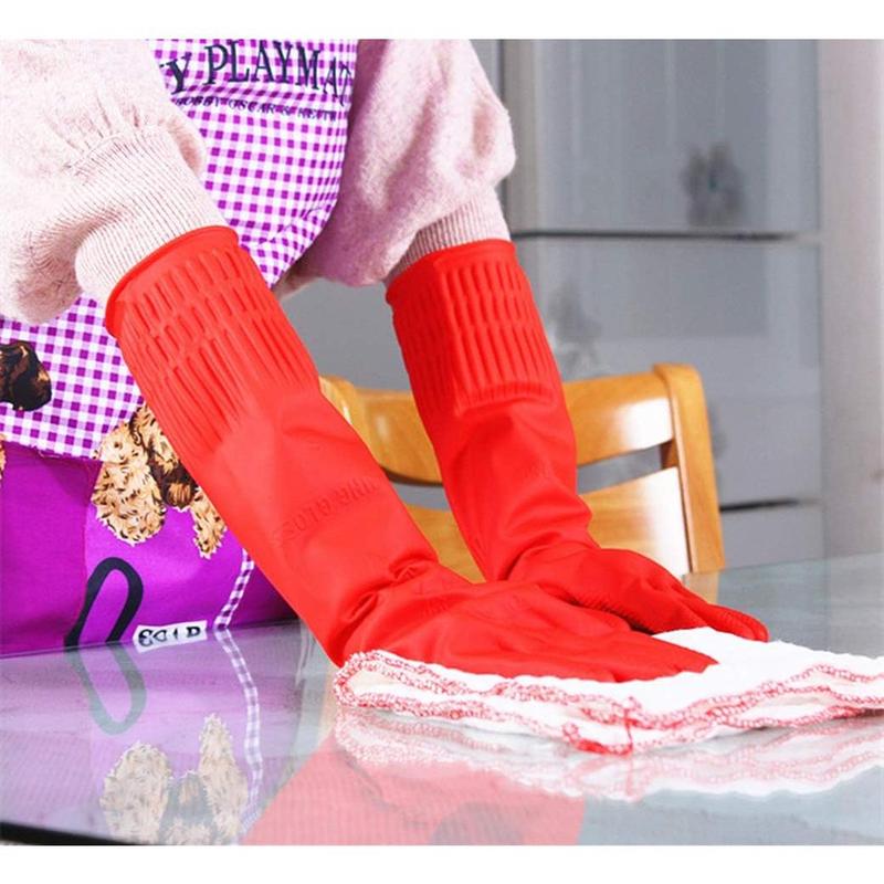 Rubber Cleaning Gloves Kitchen Dishwashing Glove 2-Pairs And Cleaning Cloth 2-Pack,Waterproof Reuseable. (Small) Gift for Mom,Mother's Day Gift