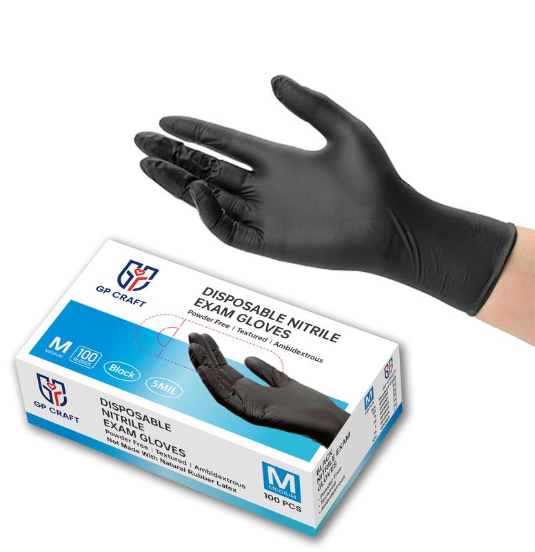 Disposable Black Gloves  Free Powder Latex Free Cleaning Waterproof 100pcs Household Comfortable rubber gloves exam gloves